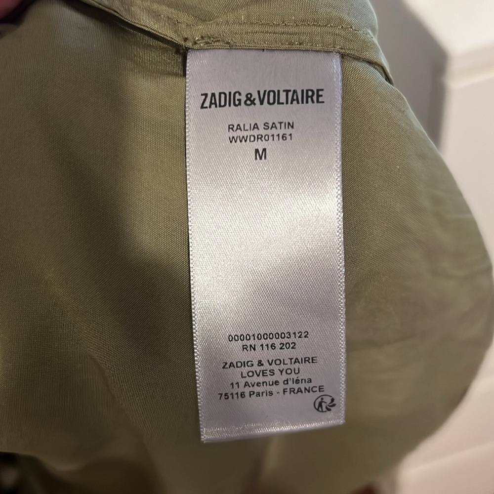 Zadig & Voltaire | Ralia Satin Midi Dress Bronze Olive Green Medium Lightweight - Picture 6 of 6